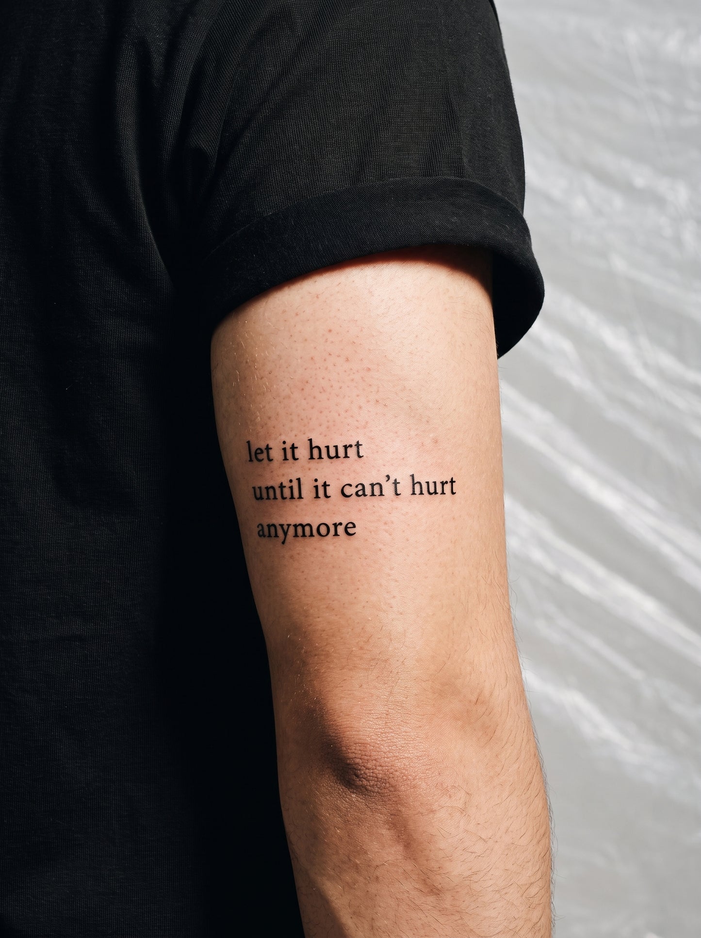 وشم "اقتباس الصلابة" (Until It Can't Hurt)