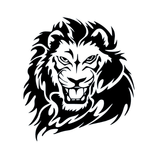 وشم رأس أسد بتصميم قوي وحاد